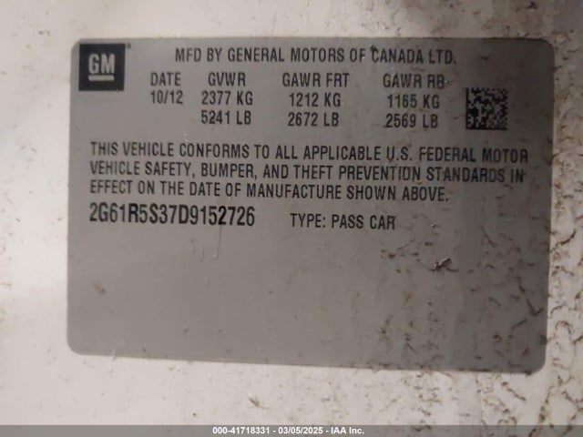 2013 CADILLAC XTS 2G61R5S37D9152726 Photo 8
