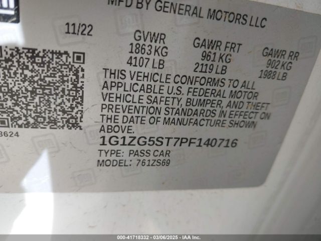 1G1ZG5ST7PF140716 Chevrolet Malibu Fwd Rs