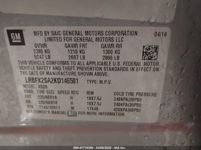 LRBFX2SA2KD146501 Buick Envision Awd Essence