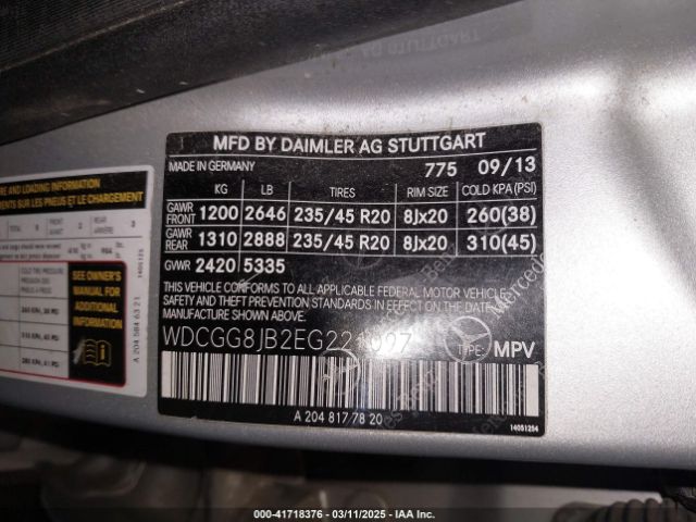 WDCGG8JB2EG221097 Mercedes-Benz Glk 350 4matic