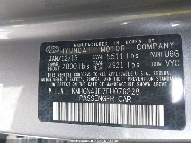 KMHGN4JE7FU076328 Hyundai Genesis 3.8