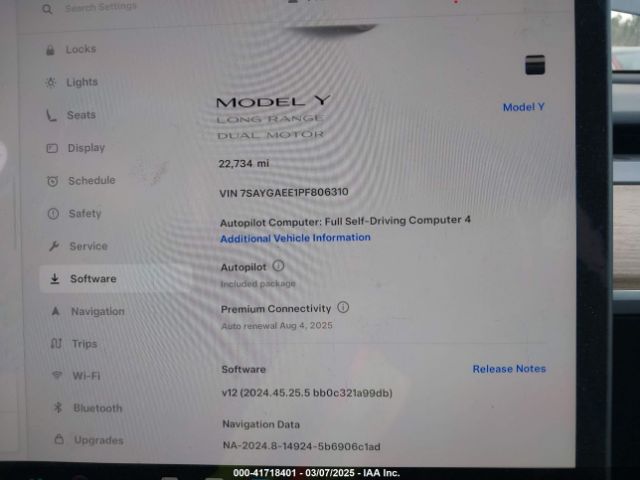 7SAYGAEE1PF806310 Tesla Model Y Awd/long Range Dual Motor All-wheel Drive