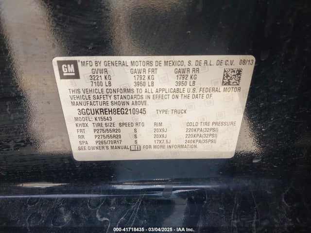 3GCUKREH8EG210945 Chevrolet Silverado 1500 2lt