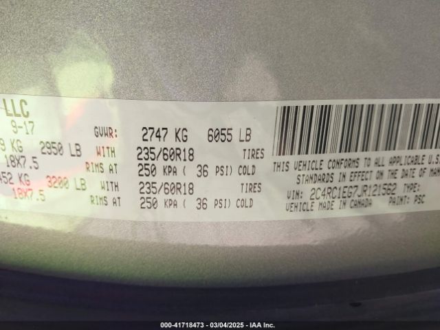 2C4RC1EG7JR121562 Chrysler Pacifica Touring L Plus
