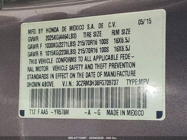 3CZRM3H38FG709737 Honda CR-V LX