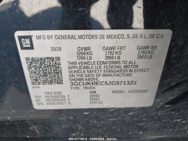 3GCUKREC5JG571323 Chevrolet Silverado 1500 1lt