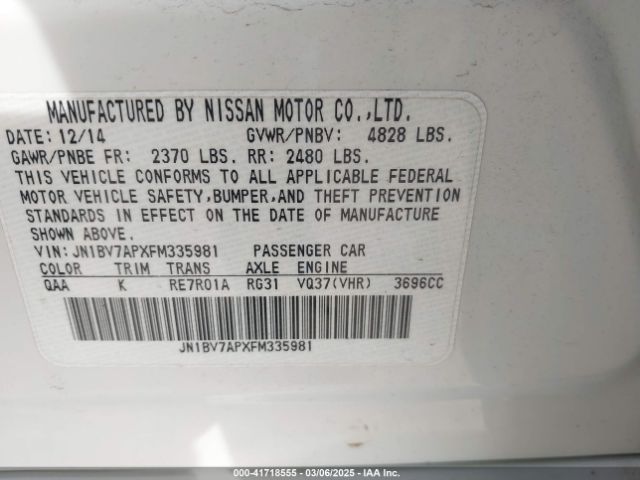 JN1BV7APXFM335981 Infiniti Q50 Premium