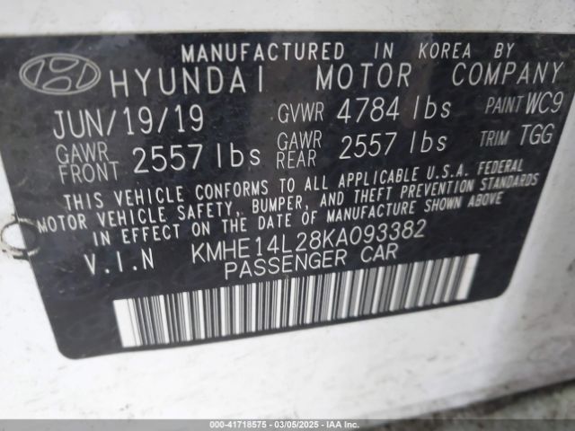 KMHE14L28KA093382 Hyundai SONATA PLUG-IN HYBRID