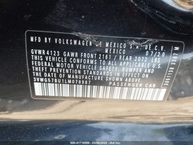 3VWG57BU1LM078987 Volkswagen Jetta 1.4t Sel Premium