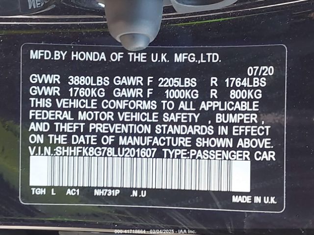 SHHFK8G78LU201607 Honda Civic Type R Touring