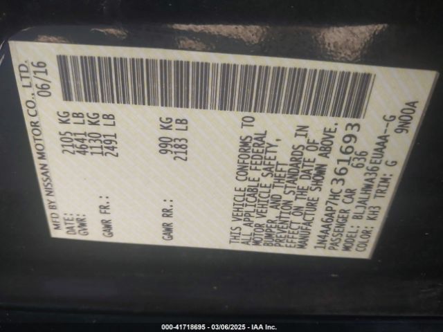 1N4AA6AP7HC361693 Nissan Maxima 3.5 Platinum