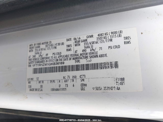 Ford Transit-250 2016 1FTYR1ZM1GKB36169 Image 9