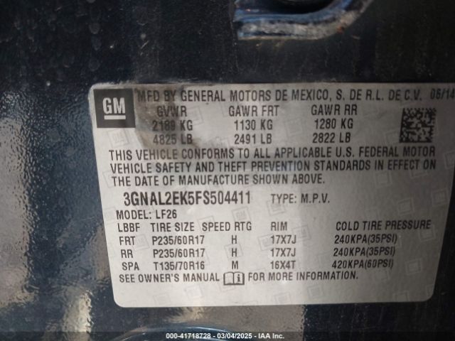 3GNAL2EK5FS504411 Chevrolet Captiva Sport 2ls