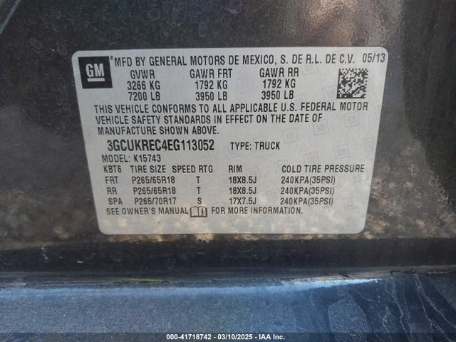 3GCUKREC4EG113052 Chevrolet Silverado 1500 1lt