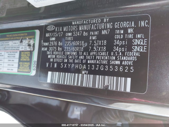KIA Sorento 2.0t Ex 2018 5XYPHDA13JG353625 Image 9