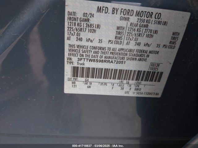3FTTW8S98RRA72051 Ford Maverick Lariat