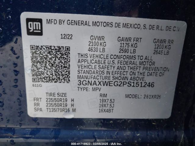 3GNAXWEG2PS151246 Chevrolet Equinox Awd Rs