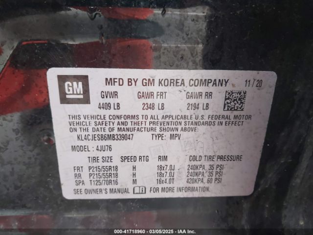 KL4CJESB6MB339047 Buick Encore Awd Preferred