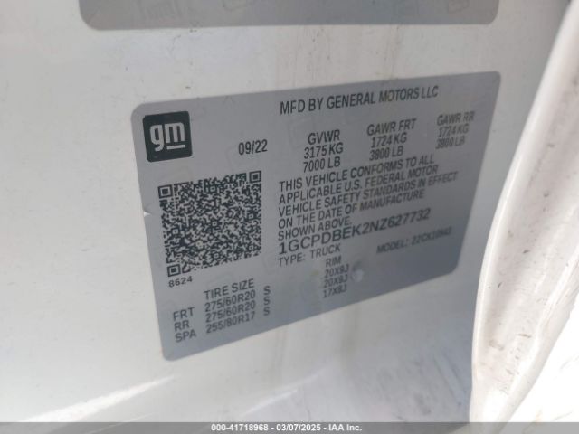 1GCPDBEK2NZ627732 Chevrolet Silverado 1500 4wd  Short Bed Custom