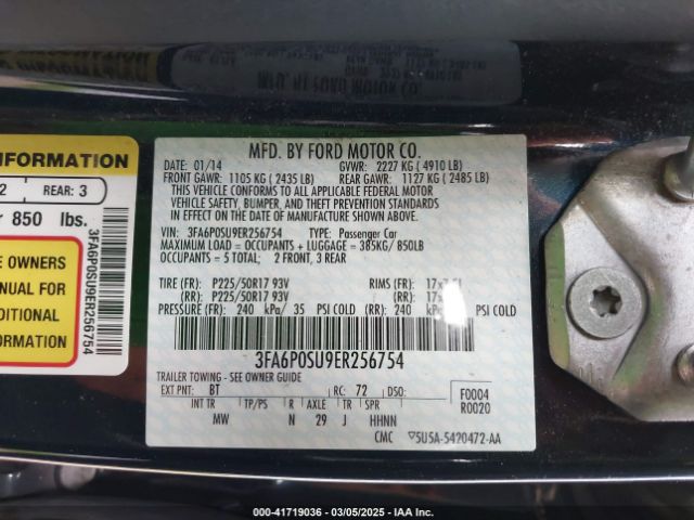 3FA6P0SU9ER256754 Ford Fusion Energi Titanium
