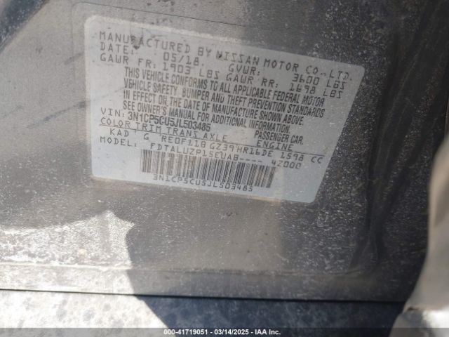 3N1CP5CU5JL503485 Nissan KICKS SR
