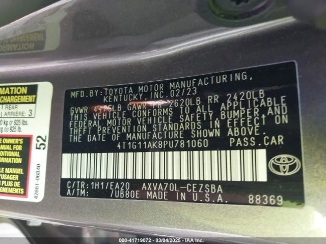 4T1G11AK8PU781060 Toyota CAMRY SE