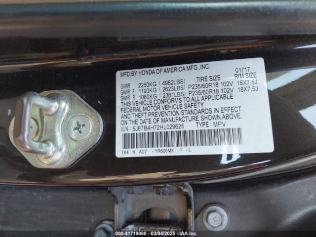 2017 ACURA RDX 5J8TB4H72HL029625 Photo 8