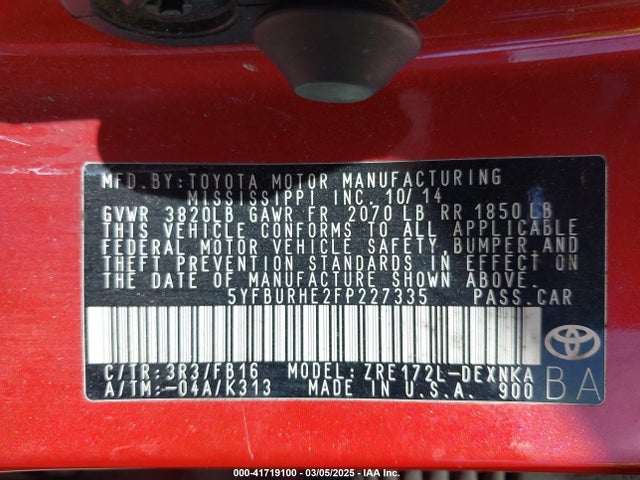 Toyota COROLLA LE 2015 5YFBURHE2FP227335 Image 9