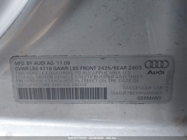 2009 AUDI A4 WAUJF78KX9N046563 Photo 8