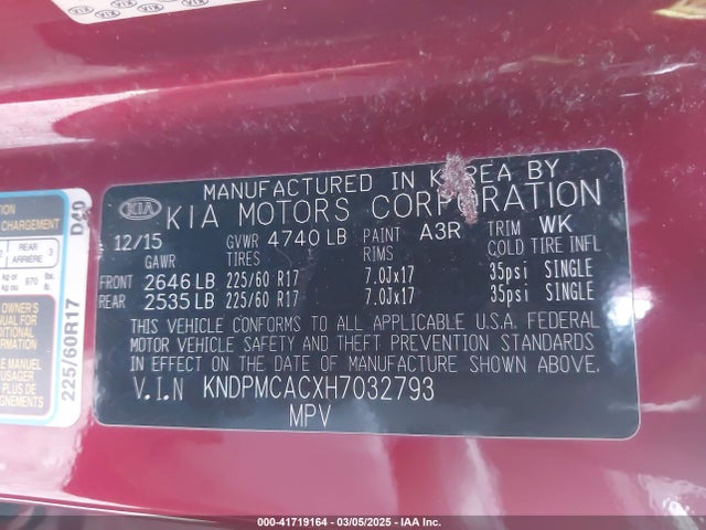 KNDPMCACXH7032793 KIA Sportage Lx