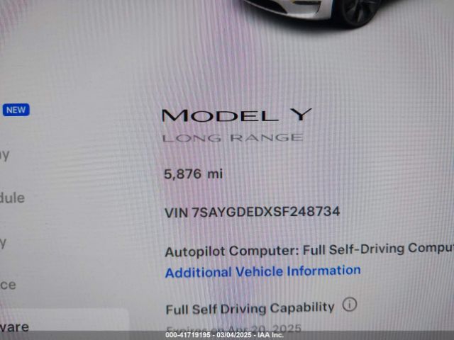 7SAYGDEDXSF248734 Tesla Model Y Long Range Dual Motor All-wheel Drive