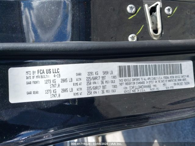 1C4PJLLB4KD444066 Jeep Cherokee Latitude Plus Fwd