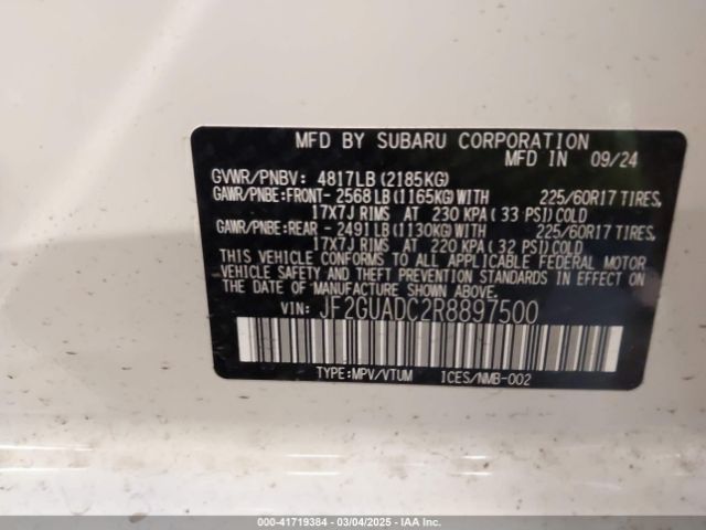 JF2GUADC2R8897500 Subaru Crosstrek Premium