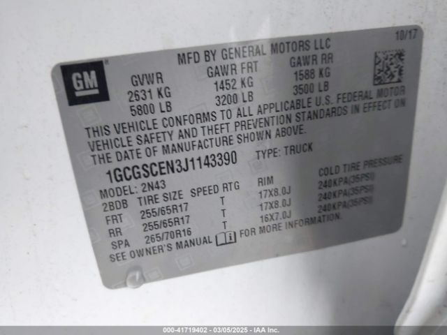 1GCGSCEN3J1143390 Chevrolet Colorado Lt