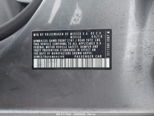 3VWC57BU4KM045396 Volkswagen Jetta 1.4t R-line/1.4t S/1.4t Se