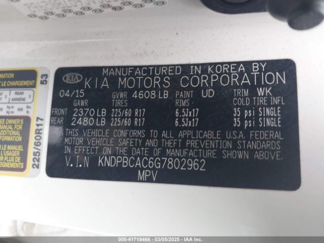 KNDPBCAC6G7802962 KIA Sportage Lx