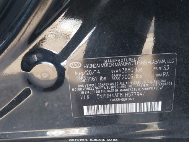 5NPDH4AE8FH577947 Hyundai ELANTRA SE