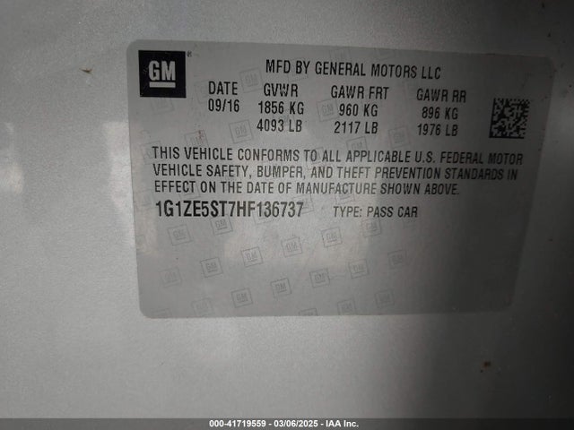 1G1ZE5ST7HF136737 Chevrolet lfv - di: direct injection, vvt: variable valve timing, gen 1