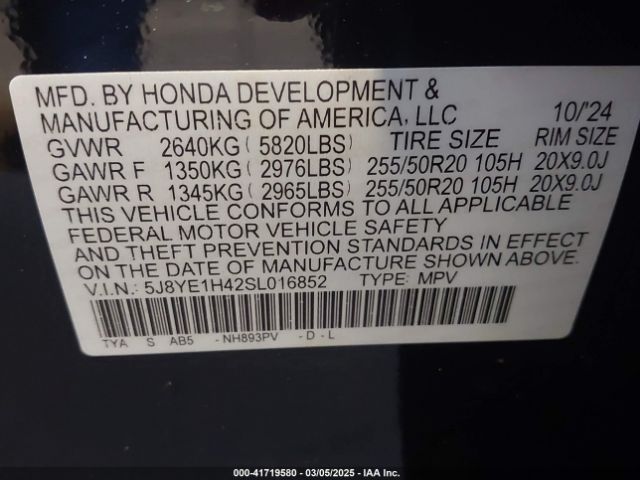5J8YE1H42SL016852 Acura Mdx Technology Package
