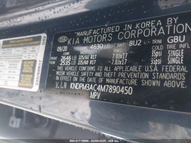 KNDPM3AC4M7890450 KIA Sportage Lx