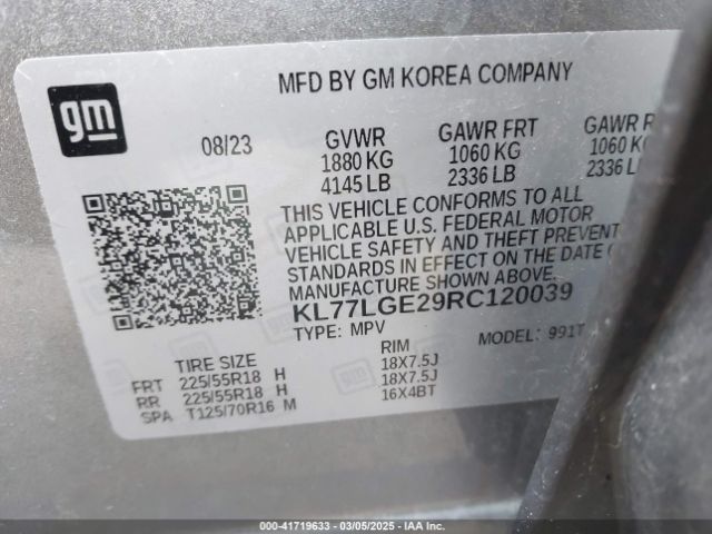 KL77LGE29RC120039 Chevrolet Trax Fwd 1rs