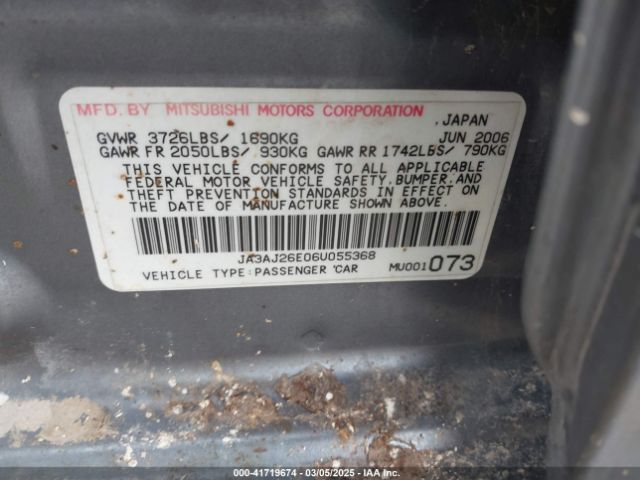 2006 MITSUBISHI LANCER JA3AJ26E06U055368 Photo 8