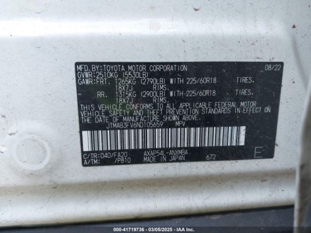 JTMAB3FV6ND105659 Toyota Rav4 Prime Se