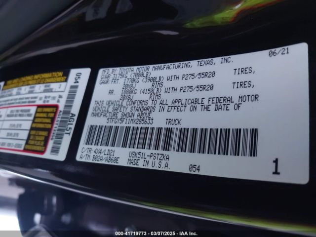 5TFGY5F11MX285633 Toyota Tundra 1794 Edition