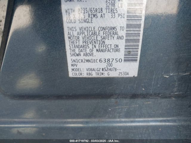 5N1CR2MN1EC638750 Nissan Pathfinder Hybrid Sl