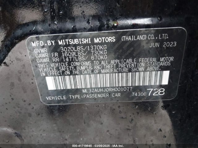 ML32AUHJ0RH001077 Mitsubishi Mirage Es/le