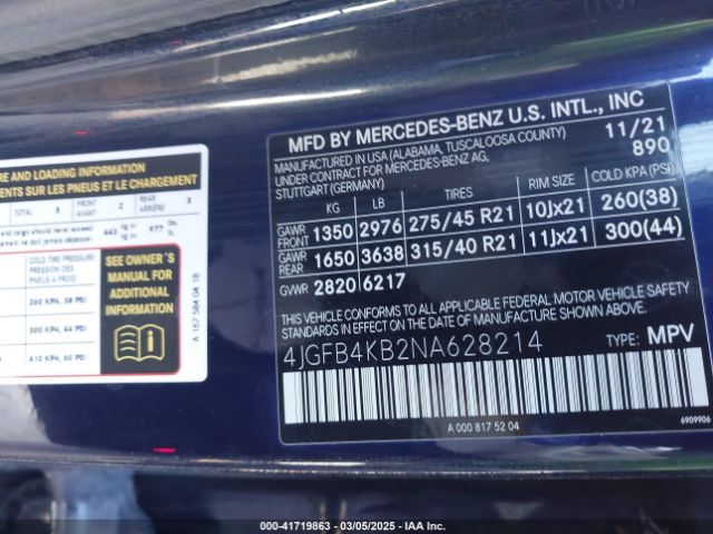 4JGFB4KB2NA628214 Mercedes-Benz Gle 350 4matic