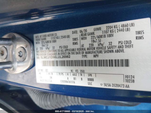 2020 LINCOLN CORSAIR 5LMCJ1D96LUL26982 Photo 8