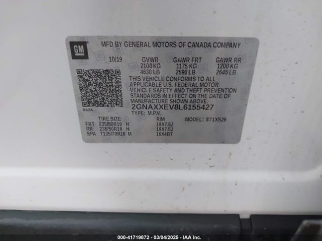 2GNAXXEV8L6155427 Chevrolet Equinox Awd Premier 1.5l Turbo