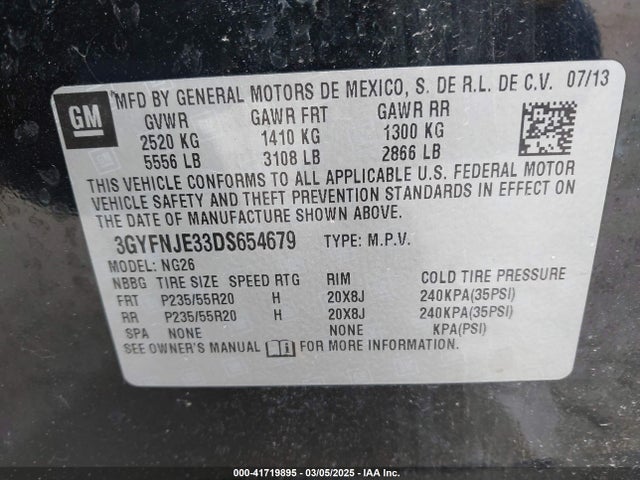 2013 CADILLAC SRX 3GYFNJE33DS654679 Photo 8
